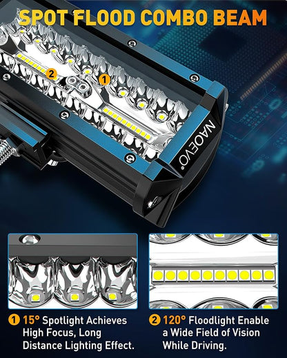 NAOEVO 7 Inch LED Light Bar, 240W 24, 000LM Offroad Fog/Driving Lights LED Pods - Image 4