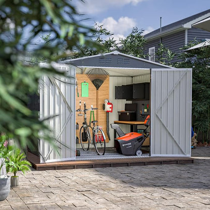 8 x 6 FT Outdoor Storage Metal Shed, Bike Garden Tool Shed - Image 6