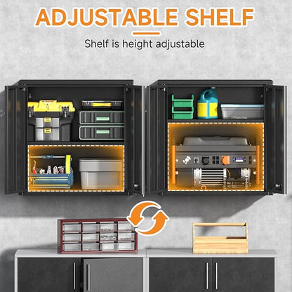Metal Garage Wall Cabinet with 2 Doors and 1 Adjustable Shelf, Lockable - Image 4