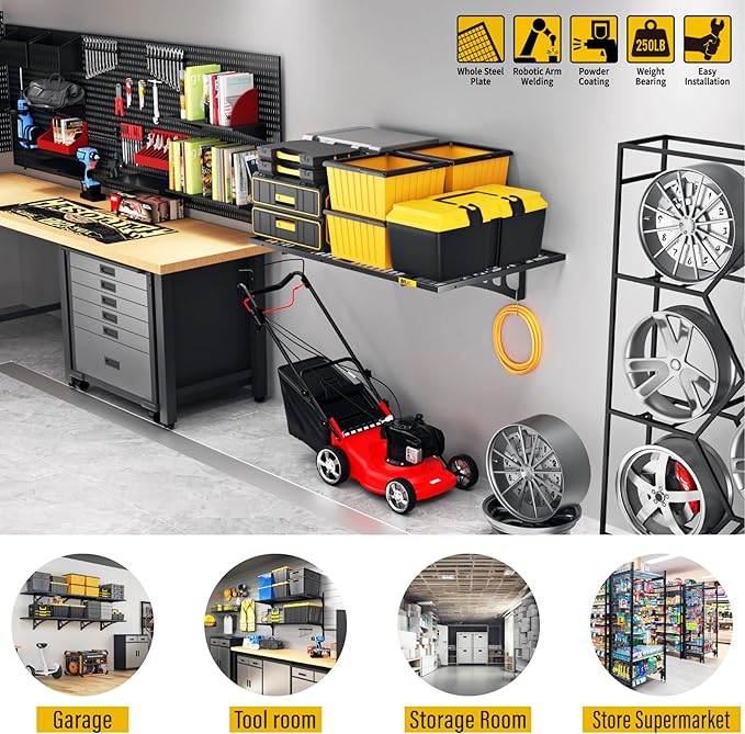 2x3ft Adjustable Rail Wall Garage Storage Shelf, Tool Room, Supermarket Wall - Image 4