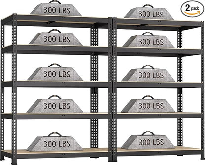2 Packs 35.5" W x 16" D x 71" H Adjustable Garage Storage Shelves by BuxWellBang