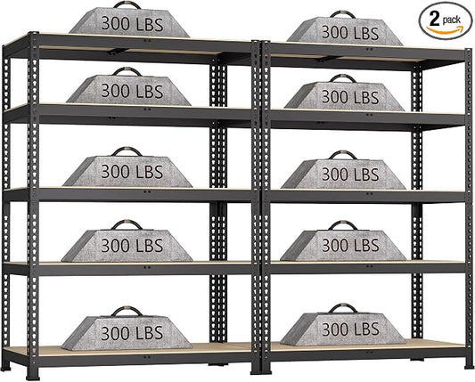 2 Packs 35.5" W x 16" D x 71" H Adjustable Garage Storage Shelves by BuxWellBang