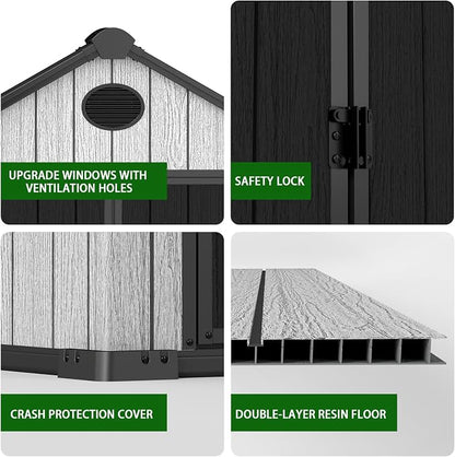 6x4 FT Resin Storage Shed, Lockable Door, and Vents - Image 4