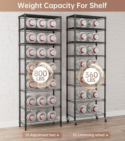 SINGAYE 8 Garage Heavy Duty Shelving Unit Kitchen Pantry Close Home Organizers - Image 7