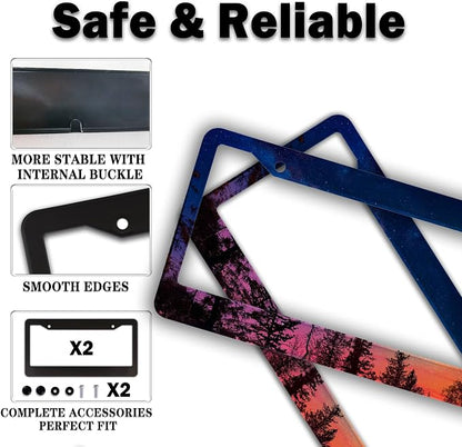 Car Plate Frame for Women Multicolor License Plate Frames for Men Forest Night - Image 4