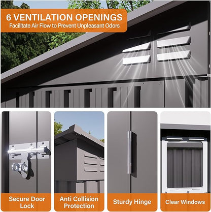 4 x 9 FT Metal Outdoor Storage Shed w/Lockable Door, Lean to Storage Sheds - Image 5