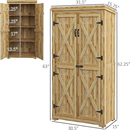 Outsunny Wooden Garden Shed, Outdoor Storage Cabinet - Image 7
