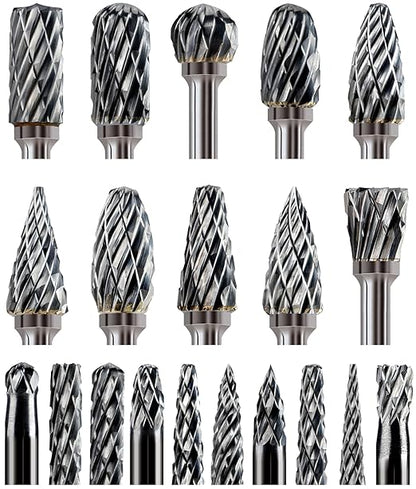 20 Pcs Carbide Burr Bits 1/8" Shank Compatible by Sworker