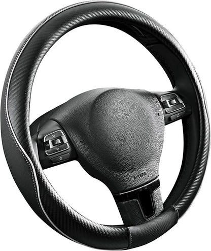 PIC AUTO Steering Wheel Cover, Sports Carbon Fiber and Super Breathable Leather - Image 2