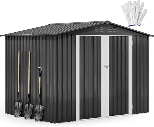 DWVO 8'x6' Large Metal Outdoor Storage Shed, Heavy Duty Tool Storage Sheds by DWVO