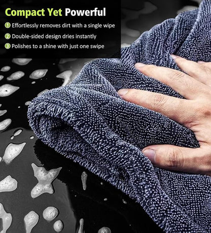 2-Pack Car Drying Towels, 1400 GSM High Absorbent Edgeless Streak Free Car Wash - Image 3