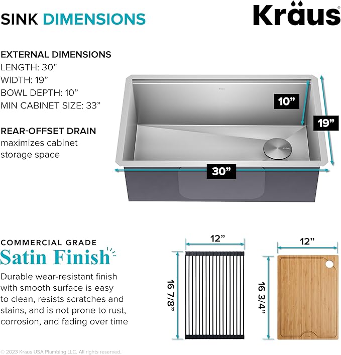 KRAUS Kore Workstation 30-inch Undermount 16 Gauge Stainless Steel Kitchen Sink - Image 4