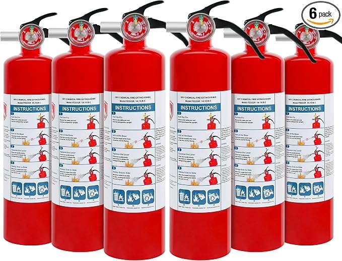 6 Pack Dry Chemical 2.5 lb ABC Fire Extinguishers, Boat Use, 1A:10B:C Rating by Ziqianhard-Enjoylifewithus