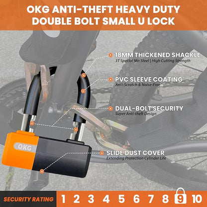 OKG Heavy Duty Small U Lock – 18mm Anti-Cut Manganese Alloy Steel U-Shackle | - Image 5