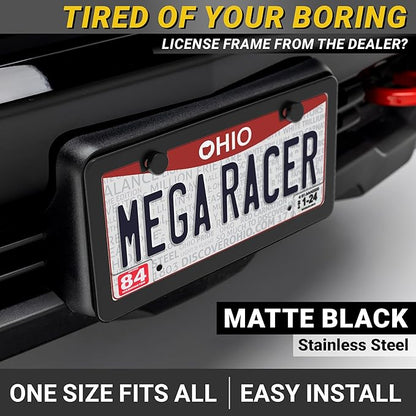 Premium Slim Matte Black License Plate Frame – 1 Pack, Rust-Free Stainless - Image 2