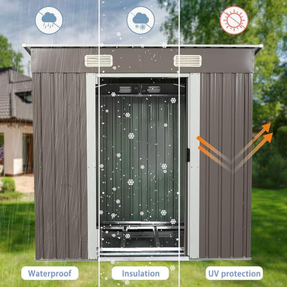 6 x 4 FT Outdoor Storage Shed, Metal Anti-Corrosion Utility Tool House - Image 5