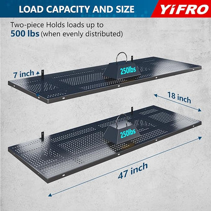 2-Pack 1.5x4ft Heavy Duty Garage Wall Shelving, 500 lbs Load Capacity, Garage - Image 2