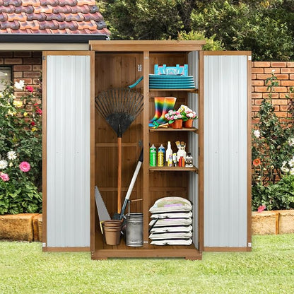 Outdoor Storage Cabinet Wood & Metal - Image 9