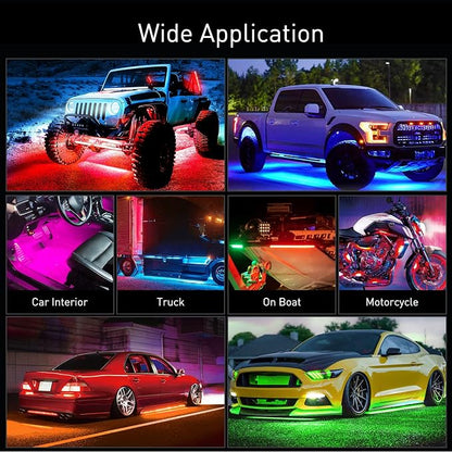Nilight 6Pcs Car Underglow Neon Accent Strip Lights 300 LEDs RGB Multi Color - Image 8