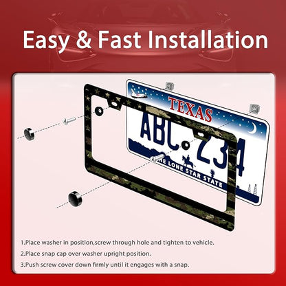American Flag License Plate Frame Camo License Plate Frames Funny Auto - Image 3