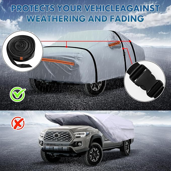 KEYOOG Fit for 198"-220" Length Pickup, 6-Layer Full Car Cover is All-Weather - Image 5