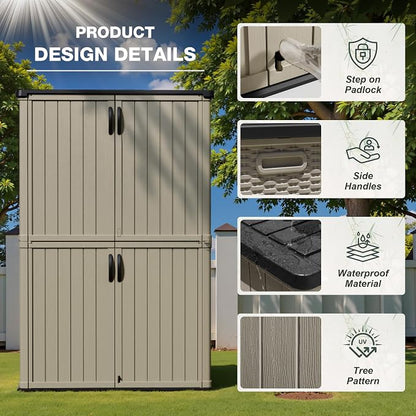 Greesum Outdoor Storage Shed Without Divider, 45 cu.ft Outdoor Waterproof - Image 7