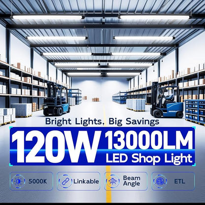 hykolity 120W LED Shop Light Linkable, 5000K 4FT Black Utility Shop Lights - Image 2