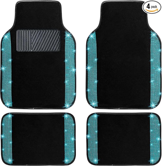 NBTEPEM Aquamrine Bling Car Floor Mats Full Set, Universal Fit Most Cars by NBTEPEM
