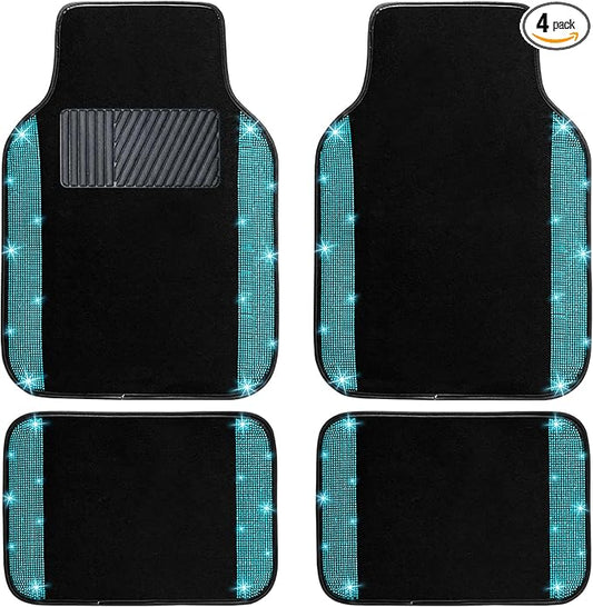 NBTEPEM Aquamrine Bling Car Floor Mats Full Set, Universal Fit Most Cars by NBTEPEM