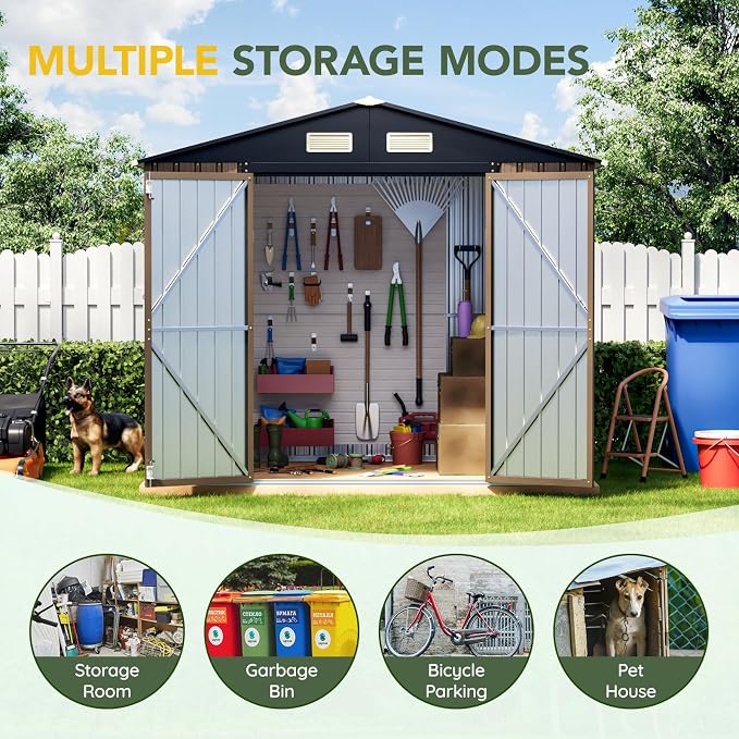 Breezz 8x6FT Outdoor Steel Storage Shed - Image 3