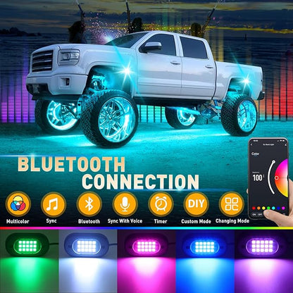 Honalia Rock Lights for Trucks 14 pods, RGB Truck Rock Lights - Image 2