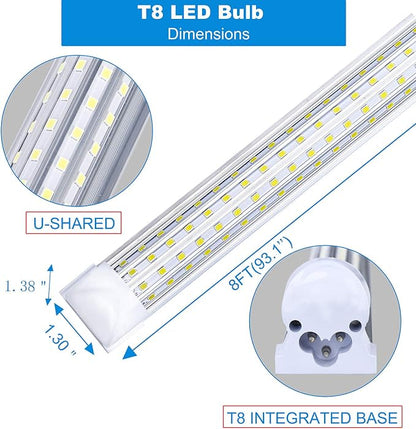 8ft LED Shop Light Fixture, 144W 18500LM 6000K, Cold White, U Shape, Hight - Image 4