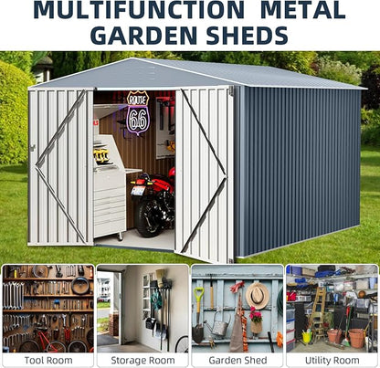 8X12FT Outdoor Metal Storage Shed, Lockable Weatherproof Garden Shed - Image 6