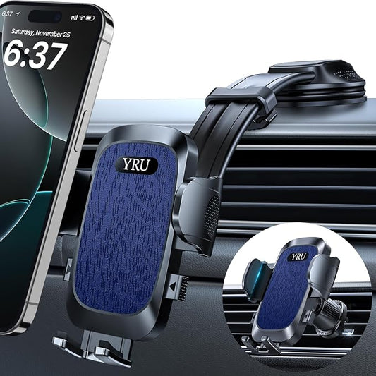 YRU Cell Phone Holder for Car Dashboard Windshield Phone Stand for iPhone16 15 by YRU2025ProCarMount