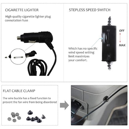 Car Fan for Backseat Auto 12V Electric Cooling Fan Portable Car Seat Headrest - Image 3