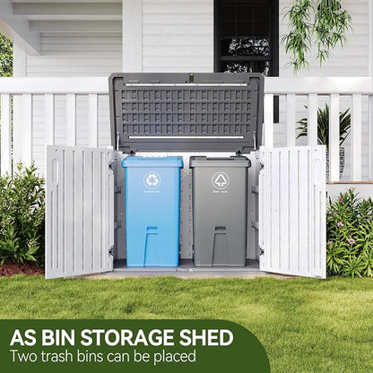 Aoxun Outdoor Storage Cabinet 35 Cu.Ft Outdoor Trash Can Storage Shed - Image 2