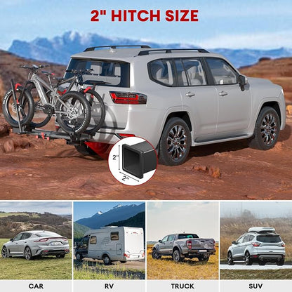 Hitch 2 EBike Rack with Ramp, 170lbs Capacity Electric Bike Carrier Foldable - Image 8