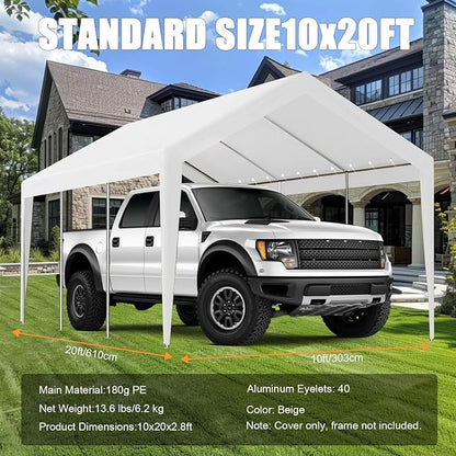 10'x20' Canopy Replacement Cover, Beefull Carport Replacement Canopy - Image 6