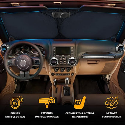 EcoNour Jeep Windshield Sunshade | Sun Visor - Image 2