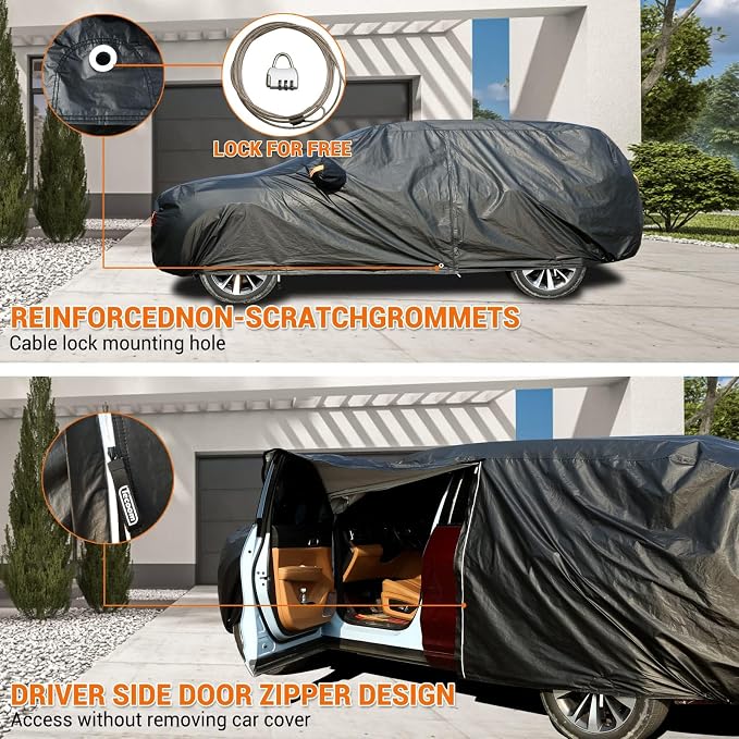 Tecoom Car Cover Waterproof All Weather, 3 Layers Car Covers - Image 3