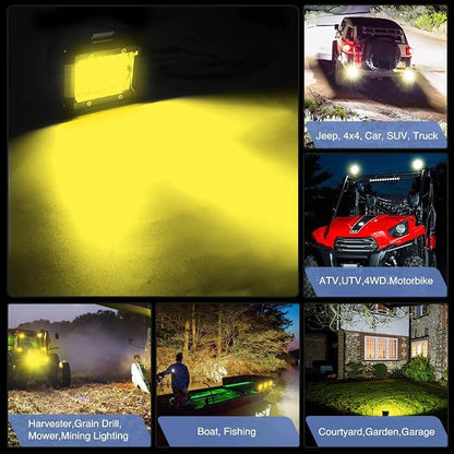 Nilight 2PC 4Inch Yellow Led Pods Triple Row 60W Flood Spot Combo Driving Fog - Image 3