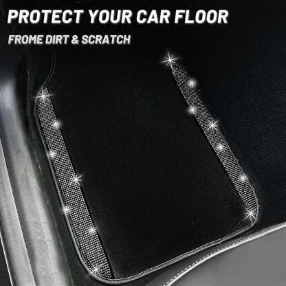 NBTEPEM Black Bling Car Floor Mats Full Set, Universal Fit Most Cars - Image 8