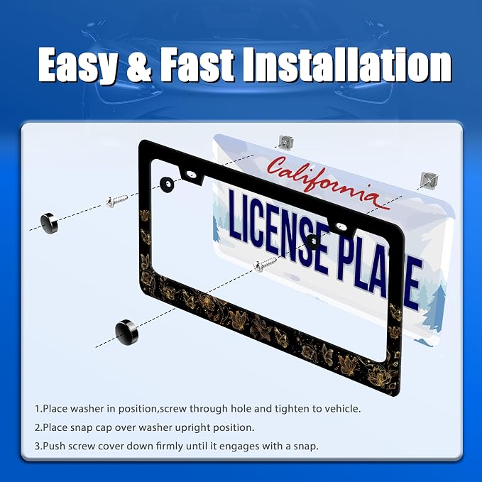 Butterfly License Plate Frame Golden Butterflies License Plate Stainless Steel - Image 3
