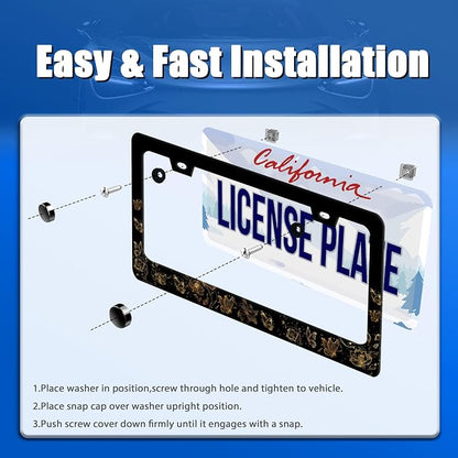 Butterfly License Plate Frame Golden Butterflies License Plate Stainless Steel - Image 3