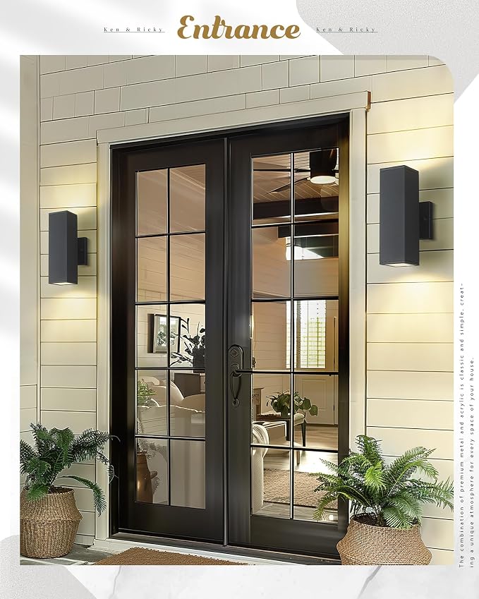 Ken & Ricky Outdoor Wall Lights, Modern Exterior Lighting Fixtures, Aluminum - Image 4