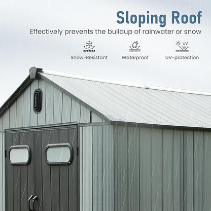 Domi 6x4 FT Outdoor Resin Storage Shed, All-Weather Double-Wall Storage Building - Image 4