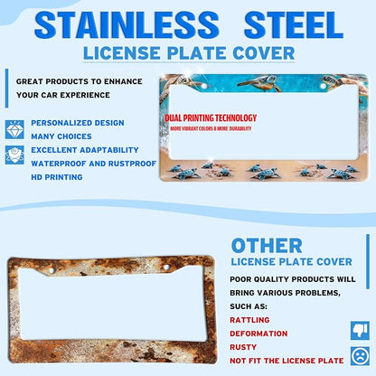 Sea Turtle License Plate Frame Seaside Beach Stainless Steel License Plate - Image 2