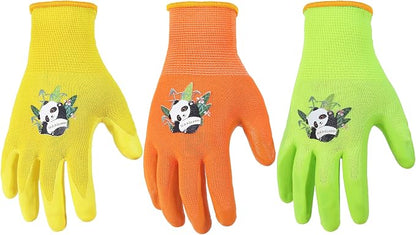 HANDLANDY 3 Pairs Kids Gardening Gloves Latex Free, Nitrile Coated Children by HANDLANDY