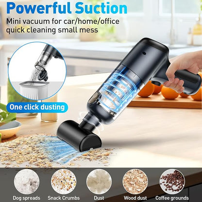 Mini Vacuum Cleaner, 120W High Power Handheld Car Vacuum Cleaner, 2 in 1 Air - Image 3