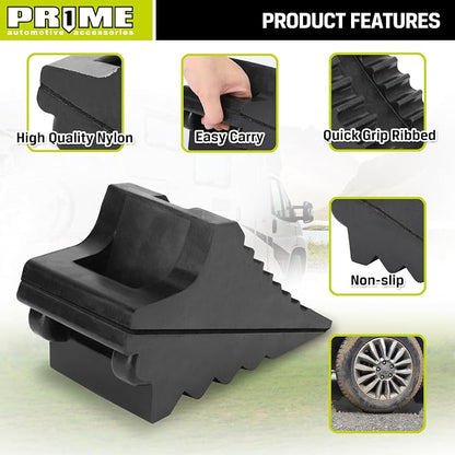 PR1ME Heavy Duty Rubber Wheel Chocks, Rubber Tire Blocks, RV Solid Rubber Wheel - Image 2